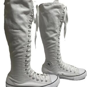 Converse Women's White Lace-Up Knee-High Sneakers NWOT